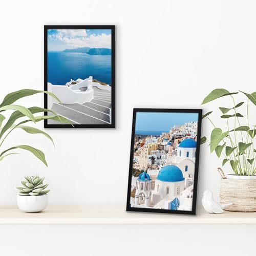 Americanflat 8x12 Picture Frame with Shatter-Resistant Glass - Set of 2 - Streamline Collection - Thin Border Photo Frame for Tabletop and Wall - Hanging Hardware and Easel Stand Included - Black - Image 4