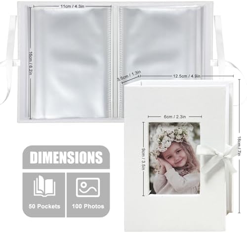 Photo Album 4x6 100 Pockets, Slip-in Picture Albums, Linen Cover Top Loader Vertical Pockets Albums for Baby, Kids Boy Girls, Wedding, Family, Anniversary, White - Image 2