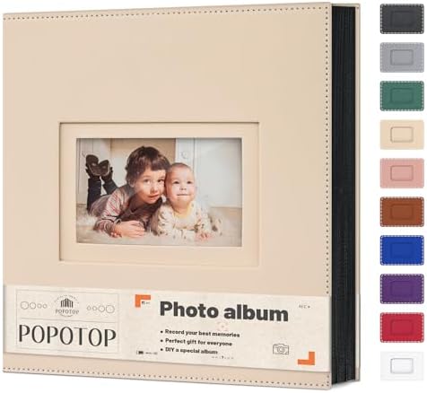 Popotop 4x6 Photo Album Holds 500 Pictures, Vegan Leather Hardcover by Popotop