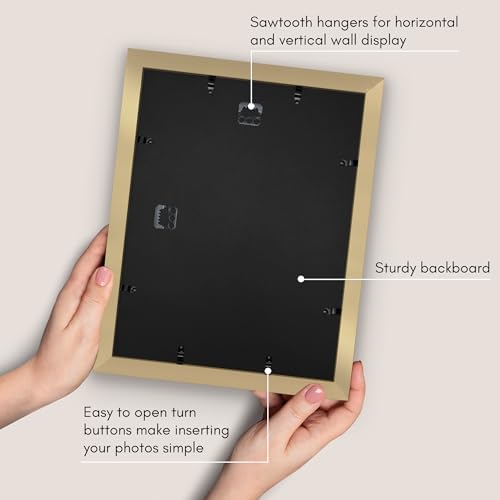 Americanflat 11x14 Picture Frame - Matted to 8x10 - Engineered Wood - Gold - Image 5