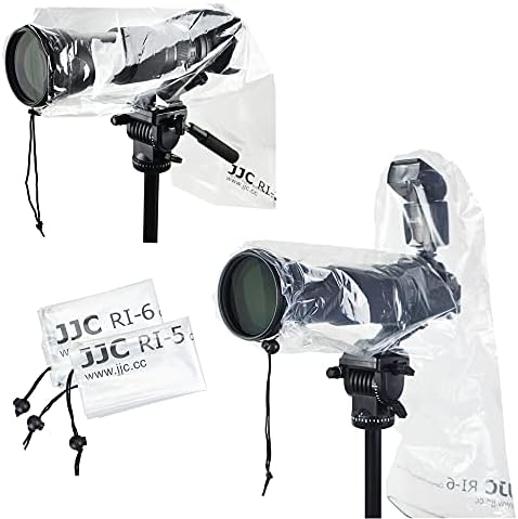 1+1 Clear Camera Rain Cover w/Without Flash for Camera + Lens up to 18" by Kiorafoto