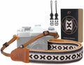 Padwa Lifestyle Camera Strap - 1.5" Crazy Horse Cowhide Ends Embroidered Camera Straps for Photographers, Cute Cotton Weave Soft Suede Fabric Padded Strap fits All Cameras for Adults & Kids by PadwaLifestyleCameraStrap
