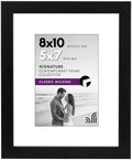 Americanflat 8x10 Picture Frame with Shatter-Resistant Glass - Use as 5x7 Frame with Mat or Display 8x10 Photo Without Mat - Signature Collection - Picture Frames for Tabletop and Wall Display - Black by Americanflat