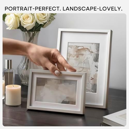 Homeforia 8x11 Silver Picture Frame, High-End Metal, 6x9 Mat, Glass - Image 7