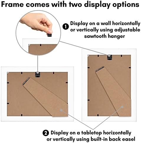 Americanflat 5x7 Picture Frame with Shatter-Resistant Glass - Set of 2 - Use as 4x6 Frame with Mat or Display 5x7 Photo Without Mat - Signature Collection - Picture Frames for Tabletop or Wall - White - Image 5