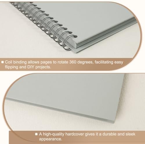 Scrapbook Album 8x8 Inches 40 Pages Hardcover Kraft Paper Grey - Image 5