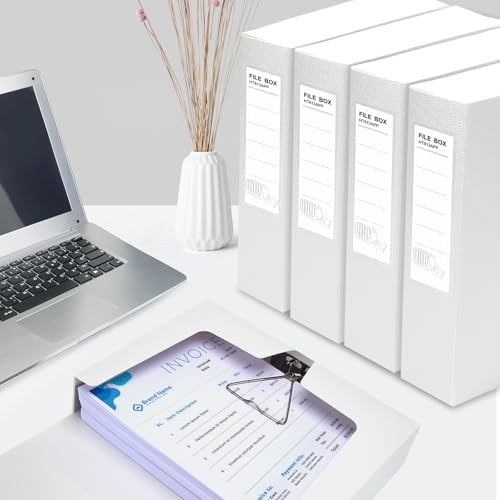 HUA JIE 2 Pack A4 Storage File Boxes Archives Case,65mm Spine-White - Image 5
