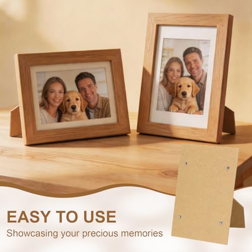 uxcell 10Pcs Easel Back for Picture Frame, 4" x 5" Replacement Picture Frame Easel Back with Hinged Hangers DIY Photo Backing Board for Photo Frames Tiles, Tabletop Wall Display, Wooden - Image 6