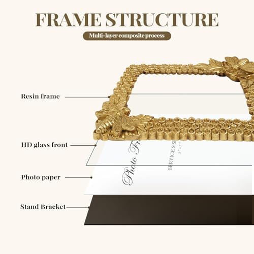 Cuspin Gold 8x10 Picture Frame Bee Floral Honeycomb Vintage Resin Frame - Image 6