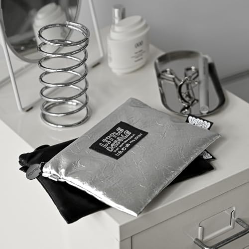 Monolike Little Doodle Flat Pouch, Silver - Makeup Bag, Cosmetic Bag, Travel Bag, Toiletry Bag, Organizer, Storage Bag - Image 6