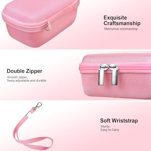 RAIALL Camera Case for Canon PowerShot SX740 HS/ SX730 HS/ SX720 HS/ SX620 HS Digital Camera, 4K Video Camera Hard Carrying Case Protective Travel Bag, Mesh Pocket for Batteries and USB Cable, Pink - Image 5