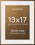 Homeforia 13x17 Bronze Picture Frame, High-End Metal, 10x14 Mat, Glass by Homeforia