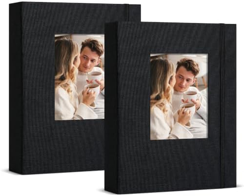 5x7 Photo Album 2 Pack 52 Pockets Fabric Black by Remowith