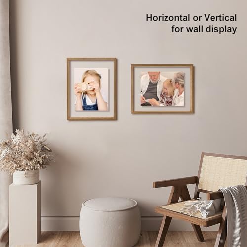 Egofine 11x14 Floating Frames Set of 2, Double Plexiglass Picture Frame, Made of Solid Wood Display Any Size Photo up to 11x14, Wall Mount or Tabletop Standing, Carbonized - Image 6