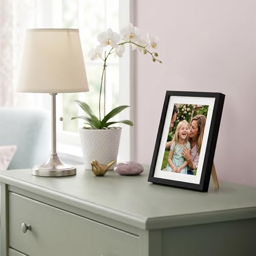 Americanflat 5x7 Picture Frame with Shatter-Resistant Glass - Use as 4x6 Frame with Mat or Display 5x7 Photo Without Mat - Streamline Collection - Picture Frames for Tabletop and Wall - Black - Image 5