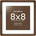 Homeforia 8x8 Mortise&Tenon Walnut Picture Frame, 6x6 Mat, Glass by Homeforia
