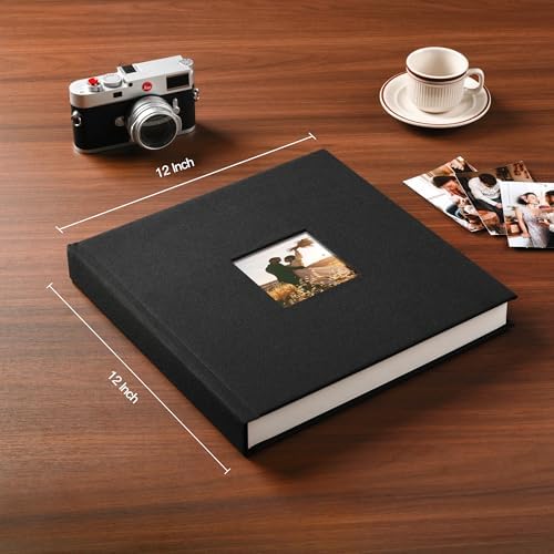 Pssoss 10x10 Inch DIY Scrapbook Album, Linen Hardcover, 40 Pages, Black - Image 2