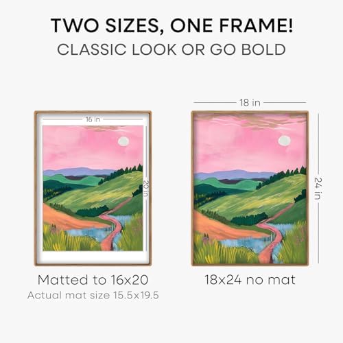 Homeforia 18x24 Mortise&Tenon Natural Oak Poster Frame, 16x20 Mat, Glass - Image 3