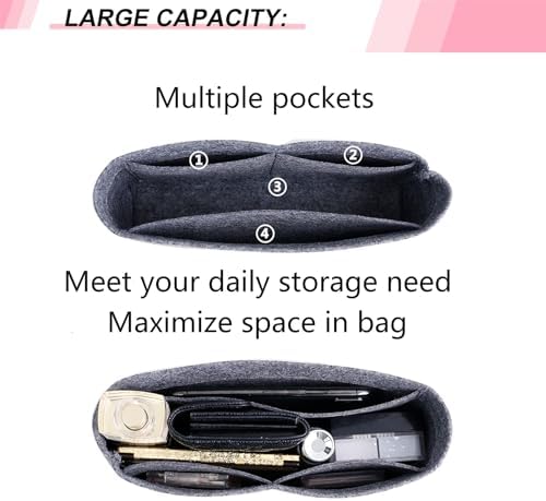 Felt Purse Organizer Insert for GG Marmont Matelasse Shoulder Handbag Small and More, Organizer Handbag Liner Pouch for Women Inner Bladder Bag Storage Bag(Small, Grey) - Image 5