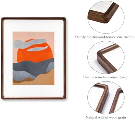 Handcrafted 11x14 Walnut Picture Frame, Matted to 8x10 with HD Plexiglass - Image 4