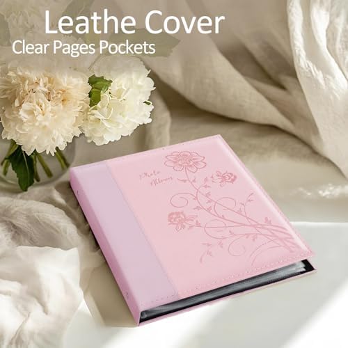 Photo Album 8x10 2 Packs Clear Pages Pockets Leathe Cover Slip Slide in Photo Album Each Holds 100 Vertical 8x10 Photos Picture Book for Wedding Family (Pink) - Image 4
