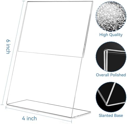 EHWINE Acrylic Sign Holder 4 x 6, 6 Pack Vertical L-Shaped Tabletop Stand - Image 3