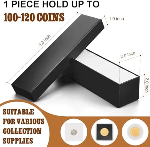 Teling 8 Pcs 2x2 Coin Storage Collectors Box, 9 x 2 x 2 Inches, Black - Image 2