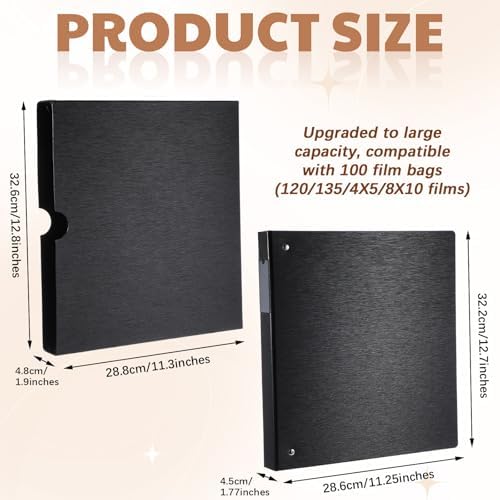 Affrolling 2 Pack Acid Free Film Protector Storage Box 3 Ring Negative Binder Preservers Portfolio Folder for Artwork Folder for 120 Film and 135 35 mm Negative - Image 2