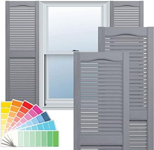 Ekena Millwork Lifetime Vinyl LL1S12X05500CL Standard Cathedral Top Center Mullion, Open Louver Vinyl Shutters, w/Installation Shutter-Lok's & Matching Screws (Per Pair), 12"W x 55"H, Clay - Image 3