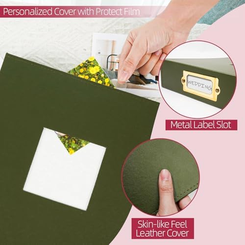Vienrose 12x12 In 3 Ring Scrapbook Photo Album Leather Dark Green 60 Pages - Image 4