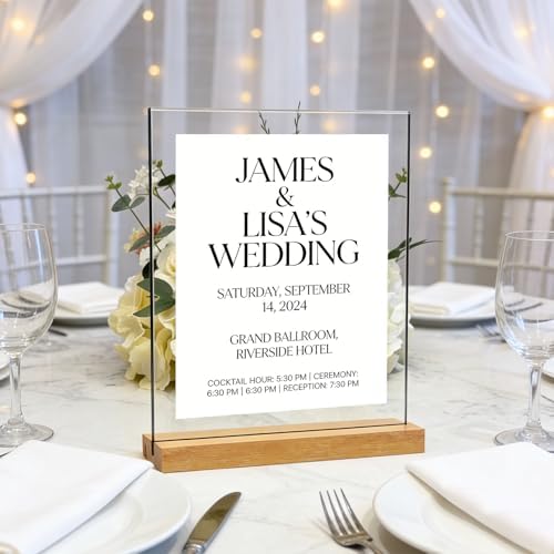 newnewshow 8.5"x11" Acrylic Sign Holder with Wood Base Wood Sign Holder Vertical or Slant Back Display for Store Office Wedding (3pack) - Image 5