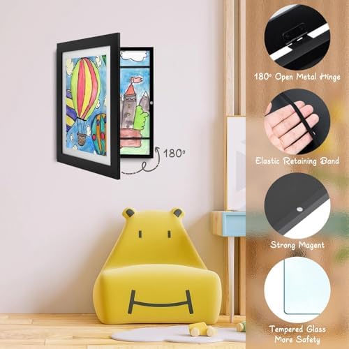 4 Pack 10x12.5 Front-Opening Kids Artwork Frames Changeable (Black) - Image 5