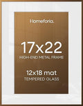 Homeforia 17x22 Bronze Picture Frame, High-End Metal, 12x18 Mat, Glass by Homeforia