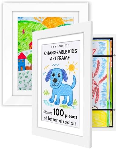 Americanflat 8.5x11 Changeable Kids Art Frame 2-Pack - White by Americanflat