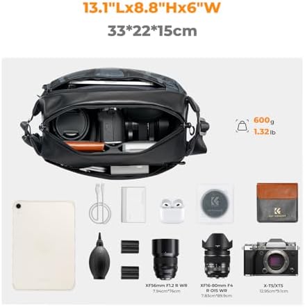 K&F CONCEPT 2 in 1 Camera Sling Bag, Everyday Shoulder Bag - Image 2