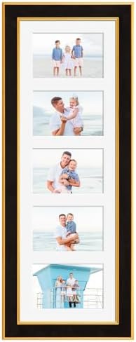 Suede 8x24 Picture Frame Display 5 Opening Picture Frames Collage 4x6 Wall Decor with Mat,Multi Photo Frame for Plexiglass,Wall Decor,1Pack,Black - Image 3