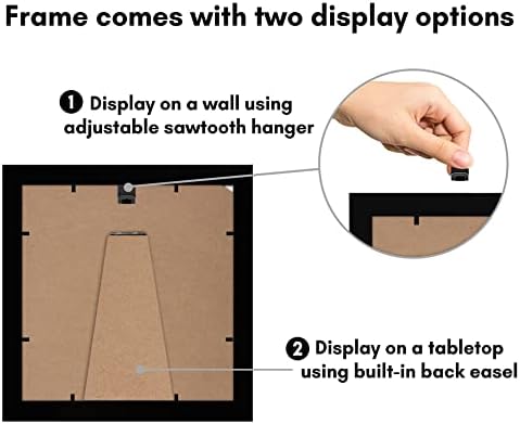 Americanflat 7x7 Picture Frame with Shatter-Resistant Glass - Signature Collection - Gallery Style Frames Made of Engineered Wood - Square Frame for Tabletop and Wall Display - Black - Image 5