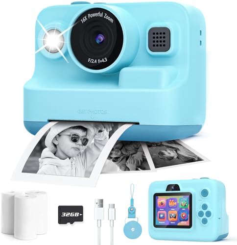 Dylanto Kids Camera Instant Print,1080P Kids Instant Cameras that Print Photos,Christmas Birthday Gifts for Girls Age 3-12,Portable Toy for 3 4 5 6 7 8 9 10 Year Old Girls Boys-Blue by Dylanto