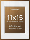 Homeforia 11x15 Bronze Picture Frame, High-End Metal, 8.5x11 Mat, Glass by Homeforia