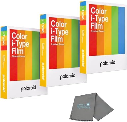 Polaroid Instant Color Film for i-Type Cameras 3 Pack, 24 Photos, Works with Now, Now+, I-2, & Lab, Bundle with a Lumintrail Cleaning Cloth by Lumintrail