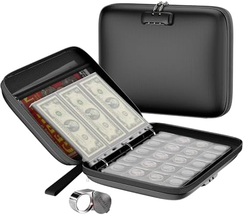 Fireproof Coin Collection Album, 434 Pockets & 36 paper money binder by ZOOPIP