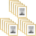 upsimples 8x10 Picture Frame Set of 5, Display Pictures 5x7 with Mat or 8 x 10 Without, Wall Gallery Photo Frames, Gold (Pack of 3) by upsimples