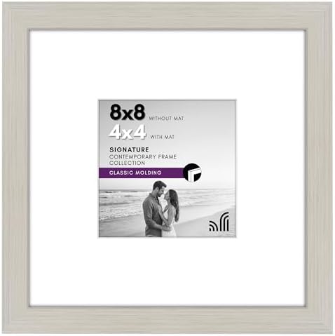 Americanflat 8x8 Picture Frame with Shatter-Resistant Glass - Use as 4x4 Frame with Mat or Display 8x8 Photo Without Mat - Signature Collection - Square Frames for Tabletop and Wall - Light Wood by Americanflat