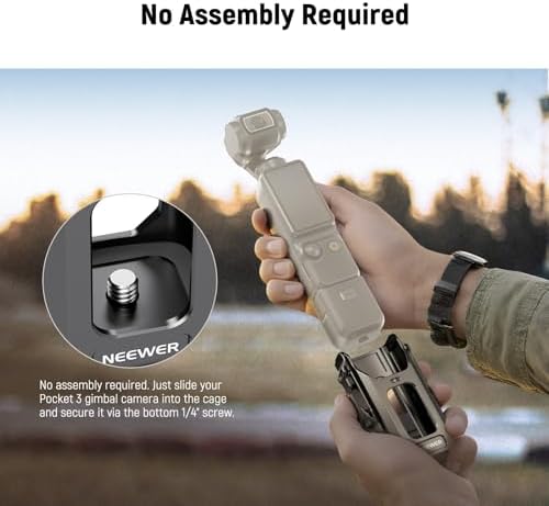 NEEWER Pocket 3 Cage, All in One Aluminum Alloy Protective Video Rig Compatible with DJI Osmo Pocket 3 & Magnetic Mount Accessories, 1/4" Threads Cold Shoe, Slots for Quick Release Side Handle, AC029 - Image 6