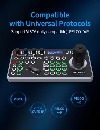FEELWORLD KBC20 PTZ Camera Joystick Controller, LCD Screen 4D Joystick Control Keyboard Support PoE VISCA Pelco-D/P RS422 RS485 RS232 RJ45 for Church Live, Events, Live Streaming - Image 4