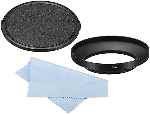 PATIKIL 77mm Lens Hood, Wide Angle Matte Surface Anti-Reflective Inside Hood with Cap and Cleaning Cloth for Camera Lens, Black for Nikon, for Fujifilm, for Pentax, for Leica by PATIKIL