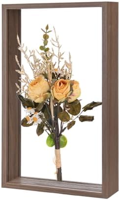 M METERXITY 1-Pack Dried Flower Frame, 7 x 12 Inch Double Acrylic Wooden Dried Flower Photo Floating Frame for Tabletop/DIY/Handicrafts [Coffee] by MMETERXITY