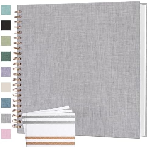 Scrapbook Photo Album 12x12 Inches 80 Pages Linen Cover Grey by Bonyomor