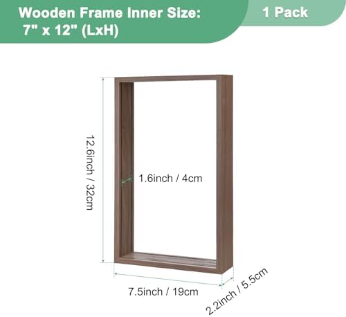 M METERXITY 1-Pack Dried Flower Frame, 7 x 12 Inch Double Acrylic Wooden Dried Flower Photo Floating Frame for Tabletop/DIY/Handicrafts [Coffee] - Image 3