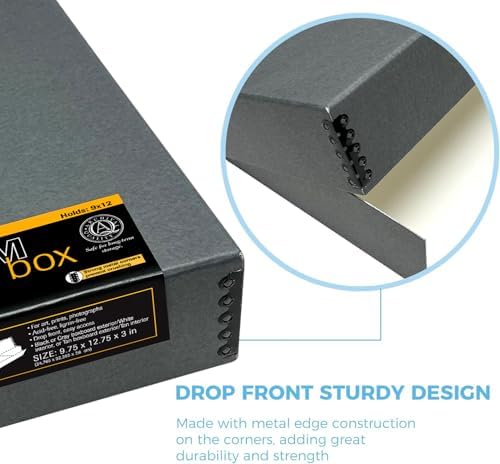 Lineco Drop Front Archival Storage Box, 9.75x12.75x3 in, Gray, 2 Pack - Image 4